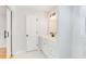 Bathroom featuring a new vanity and modern lighting at 5465 N Fork Sw Dr, Lilburn, GA 30047