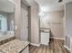 Bathroom with granite countertops, tile floors, and neutral color palette at 59 Sentry Rdg, Dallas, GA 30157
