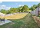 A large backyard with ample green space and a patio at 7431 St David St, Fairburn, GA 30213