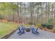 Backyard with fire pit and adirondack chairs in a gravel area, perfect for outdoor relaxation at 657 Swans Landing Dr, Dacula, GA 30019