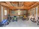 The spacious garage has room for tools and equipment at 657 Swans Landing Dr, Dacula, GA 30019