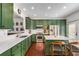 Updated kitchen with bright white countertops, stainless steel appliances, and custom green cabinetry at 1012 E Paces Chase, Atlanta, GA 30326