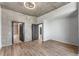 Bedroom with a modern ceiling and doorway view to the bathroom at 860 Peachtree Ne St # 2118, Atlanta, GA 30308