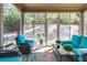 Cozy screened-in porch with wicker furniture and floral rug, offering a relaxing outdoor space at 4015 Two Bridge Ct, Buford, GA 30518