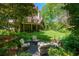 Inviting backyard patio area with comfortable seating, surrounded by mature trees and landscaping at 2167 W Wesley Nw Rd, Atlanta, GA 30327