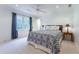 Cozy bedroom featuring a patterned bedspread, blue curtains and ample lighting at 2167 W Wesley Nw Rd, Atlanta, GA 30327