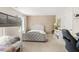 Bedroom with neutral walls, carpet, a study area, and a bunk bed at 5895 Springbox Dr, Suwanee, GA 30024