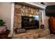Stone fireplace with decorative mantle and hearth, creating a cozy focal point at 84 Ledbetter Rd, Villa Rica, GA 30180