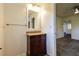 Bathroom with single vanity and tile surround shower at 5170 2Nd St, Morrow, GA 30260