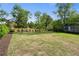 Expansive backyard with lush green lawn, mature trees and plenty of space at 9315 Prestwick Club Dr, Johns Creek, GA 30097