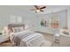 Staged bedroom with modern decor, bright window, and stylish furnishings at 4915 Bergen Ct, Cumming, GA 30040