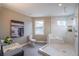 Elegant bathroom featuring modern fixtures, a spacious shower with bench, and a decorative mirror at 125 Laurel Sw Ave, Atlanta, GA 30314