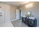 Bright bathroom with double vanities, vessel sinks, and an elegant walk-in shower at 125 Laurel Sw Ave, Atlanta, GA 30314