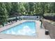 Community pool with lounge chairs and tables surrounded by mature trees at 1315 Pembridge Nw Way, Kennesaw, GA 30152