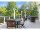 Spacious back deck with outdoor seating and table, perfect for entertaining and enjoying nature's view at 8030 Eagle Lake Vw, Cumming, GA 30028