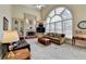 Inviting living room with large windows, a fireplace, built-in bookshelves, and comfortable seating at 8030 Eagle Lake Vw, Cumming, GA 30028