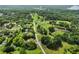 Picturesque aerial view of a rural area with verdant fields, homes, and roadways blending into the natural landscape at 5711 Parks Rd, Cumming, GA 30041