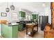 Bright kitchen with green cabinetry, modern appliances, ample counter space, and vintage-style island at 812 E Ponce De Leon Ave, Decatur, GA 30030