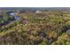 Stunning aerial view of a secluded home nestled amidst lush greenery and a serene river, offering privacy and natural beauty at 5070 Smithfield Rd, Bowdon, GA 30108