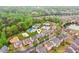 An aerial view of the neighborhood showcasing tree-lined streets, pond, and tennis courts at 2539 Larson Creek Cove, Duluth, GA 30097