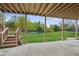 Covered porch with view of the backyard and tennis court at 2539 Larson Creek Cove, Duluth, GA 30097