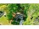Aerial shot shows the property with lush landscaping surrounding the house and providing shade and privacy at 3046 Valley Cir, Decatur, GA 30033