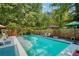 Inviting backyard pool surrounded by lush greenery and lounge chairs at 8540 Ridge Rd, Fairburn, GA 30213