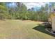 Large backyard featuring lush green grass, mature trees, and a private setting at 3070 Glad Dale Se Dr, Conyers, GA 30094