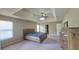 Large main bedroom with tray ceiling, ceiling fan, and natural light at 1015 Pebble Creek Trl, Suwanee, GA 30024
