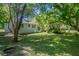 Backyard featuring a lush green lawn and mature trees, ideal for outdoor activities at 4684 City View Dr, Forest Park, GA 30297