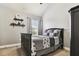 Cozy bedroom features a black bedframe, carpeted floors, and natural light at 2511 Day Break Way, Dacula, GA 30019