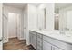 Bathroom features a double vanity with white countertops and gray cabinets at 2762 Aralynn Way, College Park, GA 30337