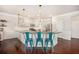 Modern kitchen with granite countertops, stainless steel appliances, and stylish blue bar stools at 6150 Birchfield Trl, Cumming, GA 30041