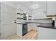 Well-lit kitchen featuring white cabinets, modern appliances, floating shelves and sleek countertops at 3452 Ridgecrest Dr, Powder Springs, GA 30127