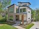 Modern two-story home featuring large windows, stone accents, inviting porch, and manicured lawn at 1140 Hubbard Sw St, Atlanta, GA 30310