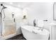 Beautiful bathroom features a modern soaking tub, glass shower, and sleek fixtures at 1931 Mceachern Manor Sw Dr, Marietta, GA 30064
