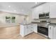 Modern kitchen featuring white cabinets, stainless steel appliances, and granite countertops at 5232 W Mountain St, Stone Mountain, GA 30083