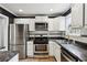 Modern kitchen featuring stainless steel appliances, white cabinets, and stylish countertops at 2529 Ridgecrest Nw Dr, Kennesaw, GA 30152