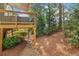 Exterior view of the back deck, complemented by lush landscaping, lawn, and natural setting at 823 Canterbury Overlook, Atlanta, GA 30324