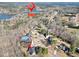 A beautiful aerial view of a neighborhood close to Lake Dow offering a serene, suburban lakeside living experience at 4111 Alayna Lee Cir, Mcdonough, GA 30252