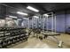Weight room featuring free weights, benches, and squat racks at 1101 Juniper Ne St # 415, Atlanta, GA 30309