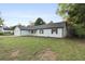A sprawling front yard with a one-story home featuring vinyl siding, black shutters, and an attached garage at 175 Cypress Dr, Covington, GA 30016