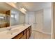 Bathroom with double sink vanity, mirror, and walk-in shower at 4349 Northmark Ln, Buford, GA 30518