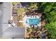 Aerial view of backyard oasis with pool, lounge area, and lush landscaping at 629 Concord Sw Rd, Smyrna, GA 30082