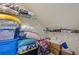 Large storage space with multiple wire racks filled with boxes and totes for ample storage at 265 Lily Cove Dr, Loganville, GA 30052