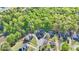 Aerial view of a residential neighborhood with mature trees and well-maintained lawns at 2740 Stonehill Way, Cumming, GA 30041