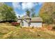 Backyard view showing mature landscaping, mature trees, and a two-story house with a gray roof at 1960 Barnes Mill Rd, Marietta, GA 30062