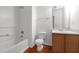 This bathroom features an updated vanity and a shower-tub combo at 2565 Feywood Ct, Lithonia, GA 30058