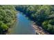 Picturesque aerial view of a tranquil river surrounded by lush green trees at 107 Grand Ave, Suwanee, GA 30024