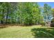 Expansive backyard featuring lush green lawn surrounded by mature trees, offering privacy and natural beauty at 210 Mels Way, Stockbridge, GA 30281